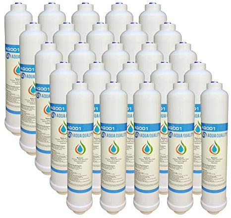 Aqua Quality Lot de 25 filtres à eau pour réfrigérateur compatibles avec Samsung, Daewoo, LG, Kenwood, Hotpoint, etc. Élimine le goût et les odeurs de chlore | Profitez d'une eau savoureuse
