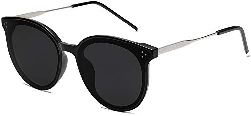 SOJOS Retro Runde Cateye Übergroße Sonnenbrille SJ2068 | UV400 Schutz Federscharnier Hochwertig Damen Vintage Rund