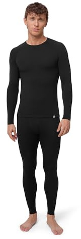 DANISH ENDURANCE Merinowolle Thermo-Unterwäsche Set, Premium Skiunterwäsche, Funktionsunterwäsche, Lange Unterhose & Langarmshirt für Herren, Schwarz, M