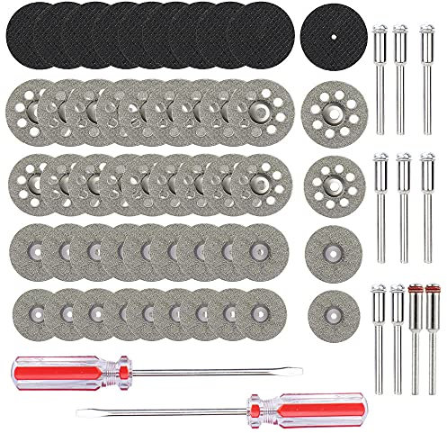 Metal Saw Blade Set 62pcs Wood Diamond Metal Saw Blade Resin Cut-Off Wheels Mini Metal Cutting Disc Set Rotary Tool Set