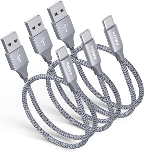 eyjiew Cable USB C Charge Rapide 50cm, [0.5M Lot de 3] Cable USB vers USB C Court pour Samsung Galaxy S25 S24 S23 S22 S21 S20 S10 A13 A12 A14 A52 A53 A53s S9 S8 Redmi 9A Note 11 Pro,PS5,Switch