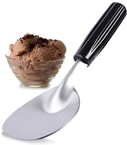 Heavy Duty Ice Cream Spade Scoop - with Non-Slip Comfortable Plastic Handle - Stainless Steel Ice Cream Paddle for Hard or Creamy Ice Cream - Ice Cream Scooper Durable Bend Proof