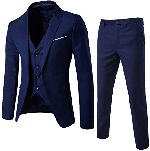 RUITOTP Herren Anzug 3 Teilig Modern Fit Hochzeit Anzüge Komplett Notch Lapel Business Blazer 3-teiliger Jacke Weste Hosenanzug Slim Fit Männer Vintage Party Klassisch Charmant Sets Herrenanzug Set
