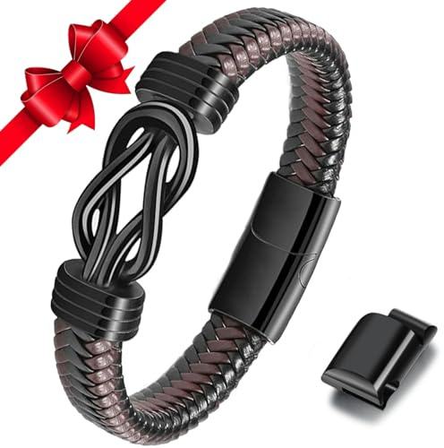 Jbniuay Geschenke für Männer lederarmband Herren Geschenk Ehemann Weihnachten Jahrestag Geschenk für Ihn Hochzeitstag Geschenke für Männer zum Valentinstag