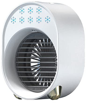 Koanhinn Portable Air Conditioning Silent Evaporation Fan Rechargeable USB Fan Table 3 LED Night Air Humidifier White
