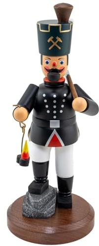Jan Legler | Räuchermännchen Räucherfigur | erzgebirgische Volkskunst | Made in Germany | 22 cm | Bergmann mit Lampe und Hacke