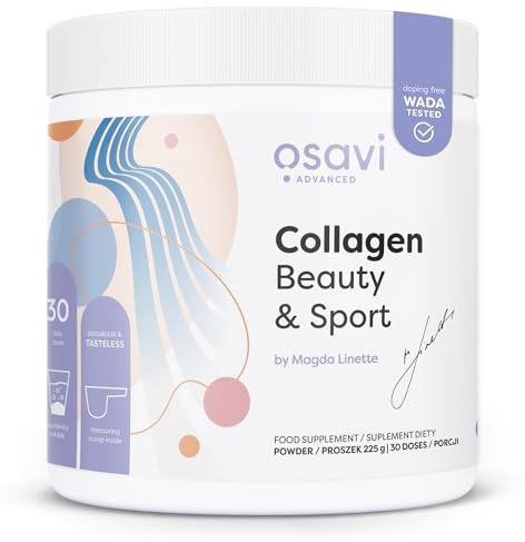 Osavi Collagen Beauty & Sport - 225g Pulver | VERISOL® & TENDOFORTE® für gesunde Haare, Haut, Nägel, Sehnen und Bänder | Verbessert die Elastizität der Haut und reduziert Falten