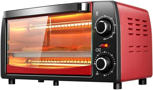 BTURYT Horno eléctrico Inteligente para el hogar de 12 litros, Horno Multifuncional para Pollo de Gran Capacidad, Horno microondas con Utensilios para Hornear, Mini Horno para Hornear Pizza, Rojo