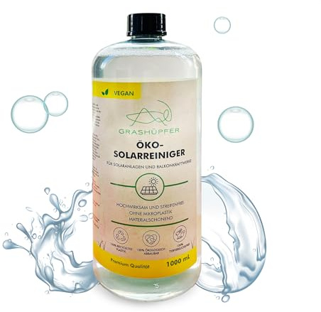 GRASHÜPFER® Nettoyant écologique solaire et photovoltaïque concentré 1000 ml – Nettoyant spécial pour centrale de balcon, installation solaire, panneau solaire, système photovoltaïque, installation PV