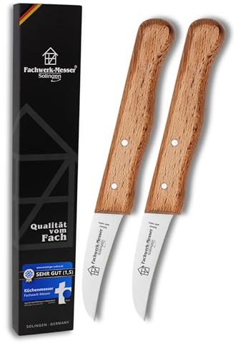 Fachwerk-Messer Kartoffelschälmesser 2er Set - Gemüsemesser Set aus Solingen/Germany - Testsieger - Carbonstahl - gebogene Klinge/Zöppken - Küchenmesser