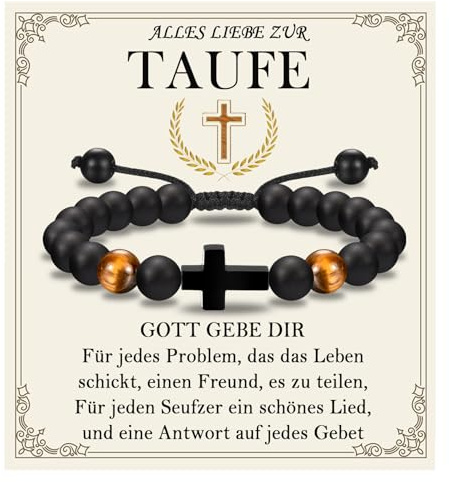 FAOMZQ Konfirmation Taufe Geschenk für Jungen, Kreuz Armband zur Taufe Kommunion Konfirmation für Sohn Bruder Enkel Neffen Patensohn Freund von Mama Papa Taufpaten Großeltern