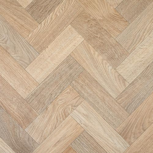 Natural Oak Herringbone Effect Apex Vinyl Flooring (W: 2m x L: 2.5m)