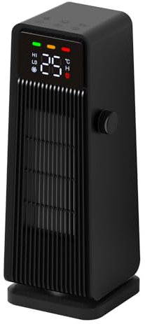 Electric Heater, Portable Ceramic Fan Heaters, 1500W Energy Efficient Space Silent Room Heater, Thermostat 3 Modes 12H Timer, Overheat & Tip Over Protection, for Bedroom, Camping，Black