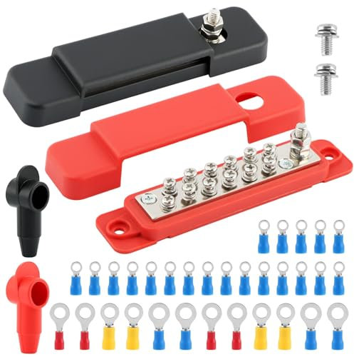 Stromverteilerblock, 12 V, 150 A, 6,35 mm Bolzen, Marine-Sammelschiene, 12 Volt Gleichstrom, Batterie-Sammelschienenklemmen-Schrauben mit Abdeckung für Boot, Automobil, Solarverdrahtung