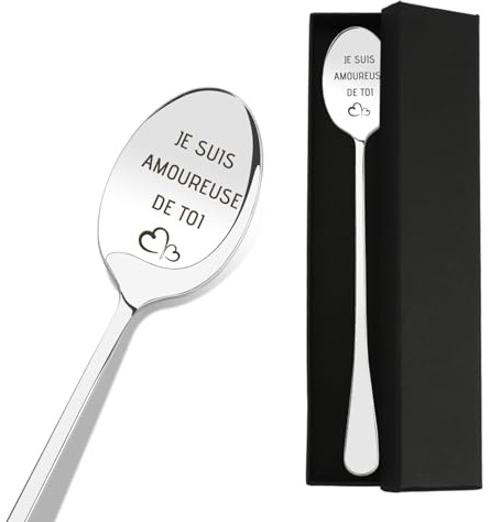 Cadeau Saint Valentin Couple Cuillere a Cafe,Cadeau Couple,Cadeau Copain,Cadeau Anniversaire Couple,Cadeau pour Sa Copain,Cadeaux pour Couple,Cadeau pour Son Amoureux,Cadeau Amoureux pour Mari Noel