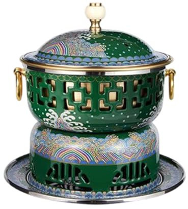OYWEHECE Hot Pot Cloisonné Single Enamel Pot Small Hot Pot Meal Alcohol Pot Household Single Oil Hot Pot Pure Copper Pot Chafing Dish,B