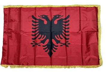 Stormflag Albania Satin frange Flaggen en 3x5ft/90x150cm Poliestere con frange dorate
