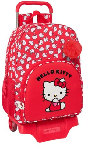 safta Hello Kitty Iconic - Zaino scuola grande con carrello, zaino per bambini, zaino per bambini, adattabile a carrozzina, ideale per bambini in età scolastica, comodo e versatile, qualità e