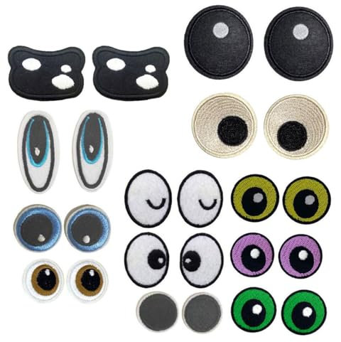 Yalulu 12 Paare Auge Flicken Patches Aufbügeln, Gemischte Augen Aufnäher Applikation Bügelflicken Aufnäher Patches