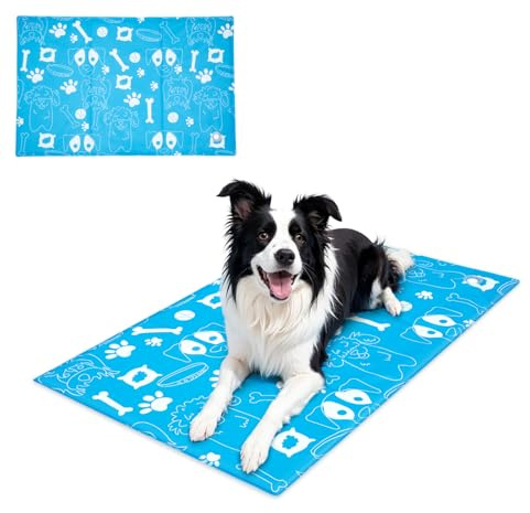 Ownpets 110x70CM große Kühlmatte für Hunde/Katzen, Kühlkissen, Kühl Hundedecke, Wassergefüllte, auslaufsichere Eisunterlage aus robustem Oxford-Stoff, XL