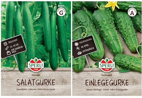 Premium Gurken Samen Set | 2 Bewährte Sorten | Schlangengurken Samen | Resisstent | Gurkensamen Gewächshaus | Ertragreich | Salatgurken Samen