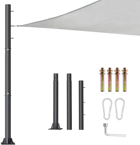 10ft Sun Shade Sail Pole - 3 Diameter Outdoor Sunshade Sail Post Support Awning Canopy Heavy Duty Metal Pole Kit for Patio Garden Deck Playground Backyard - Thickness 1.7mm 1pack