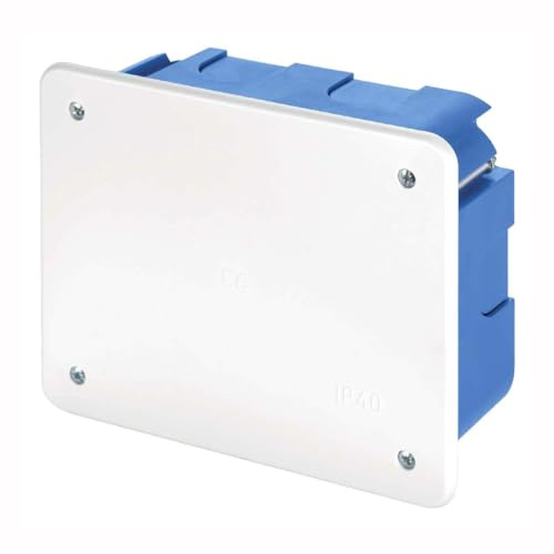 Scatola di derivazione da incasso con coperchio bianco, 120 x 100 x 50 mm, per pareti leggere, cartongesso, legno, in tecnopolimero, colore blu, cassetta da incasso per impianto elettrico