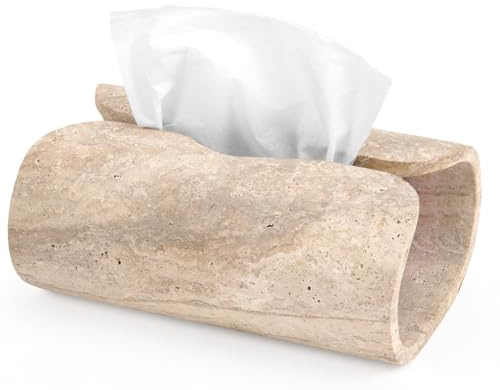 SPESHSTONES Marmor-Kosmetiktücherbox-Halter, 19,1 cm, handgefertigt, Travertin-Kosmetiktücherbox-Abdeckung, rechteckig, für modernes Badezimmer und Heimdekoration – Dekorativer