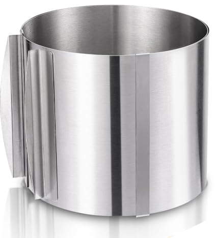 Wrtysully Adjustable Stainless Steel Cake Ring 6 to 12 Inches, 6 Inch High Stainless Steel Baking Rings, Round Cake Molds