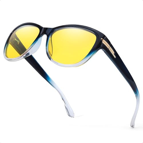 Myiaur Night Driving Glasses for Women - Polarised Anti Glare with Yellow Lenses | Fashionable Eyewear for Night, Rain & Low Light Driving