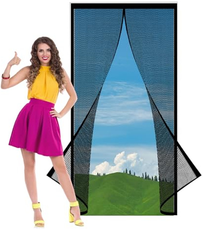 Fliegengitter Balkontür Magnet Insektenschutz Tür 110 x 226 cm Insektenschutzvorhang mit Magneten Leichte Montage für Die Balkontür Terrassentür, Schwarz