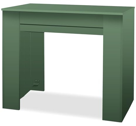 FRANKYSTAR Fortino - Consolle Tavolo Allungabile 91x50/250 cm con 4 Prolunghe in Melaminico Antigraffio Verde Salvia