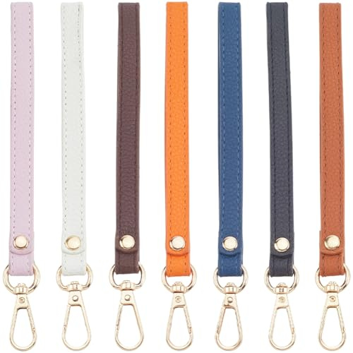 CALFOVERA Dragonne en Cuir Synthétique de 7cm pour Portefeuille Porte Clés Sac à Main Poignée avec Fermoir Mousqueton Doré Accessoire de Bricolage
