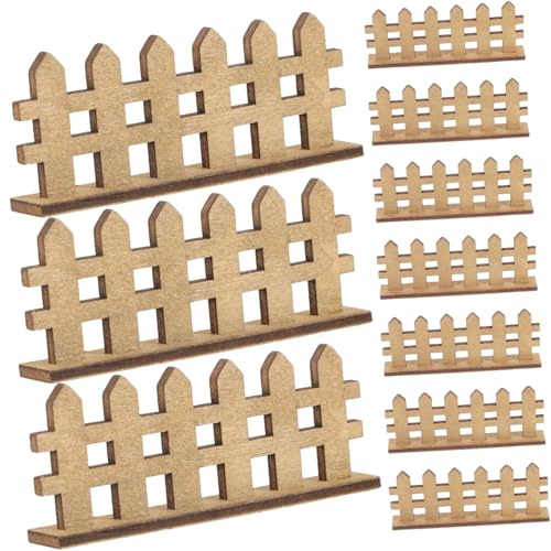 FONDOTIN 10 Stück Teiliges Mini Holzzaun Natürlichem Realistischer Mini Gartenzaun für Puppenhaus und Landschaft Langlebige und Glatte Oberfläche Dekoratives Miniatur Zaun Accessoire