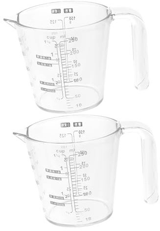 ULTECHNOVO 2 pezzi Bicchieri Dosatori Trasparenti con Scala Graduata Multifunzione Plastica Resistente Bocca Larga per Facile Pulizia Colore Casuale Colore Casuale