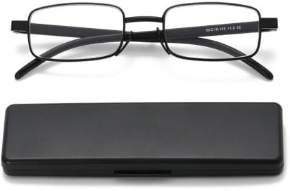 Hubeye Tragbare Lesebrille für Herren und Damen Ultraleichtem Kompakt Lesehilfe aus Metallrahmen Schlanke Metallbrille mit Brillenetui