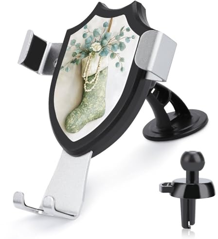 Jubonexis Calza di Natale verde salvia con eucalipto supporto per telefono auto supporto triangolo clip base per bocchetta dell'aria supporto per telefono cellulare accessori automobilistici per