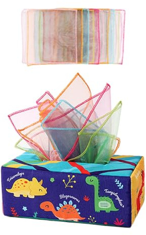 lopituwe Boîte à mouchoirs Interactive et sensorielle, Jouet à frotter, colorée, pour l'éveil des Enfants, Foulard de Danse, Jouets interactifs , 20 Foulards en Soie