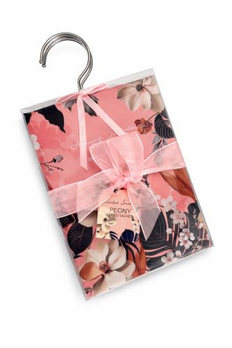 Design By Violet Zara Peony Hanging Sachets Pack of 4 | 4 scented hanging sachets with Peony fragrance. Ideal for wardrobes, drawers, cupboards and home fragrance.