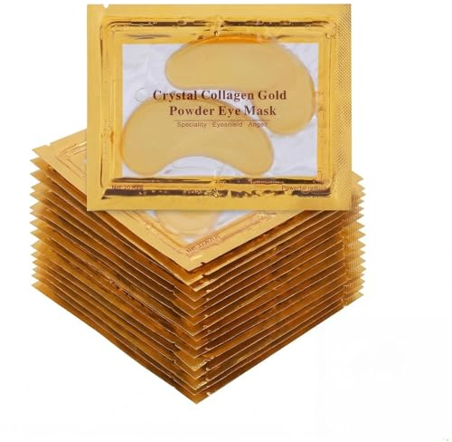 Parches Ojos Bolsas y Ojeras de Oro, 20 Pares (40 Unidades) con Colágeno y Centella Asiática, Mascarilla Ojos Hidratante para Reducir Ojeras, Arrugas y Líneas de Expresión