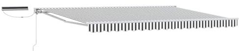 Coespram Auvent à bras articulés - 5 x 3 m - Demi cassette - Auvent motorisé avec télécommande et manivelle - Pour terrasse et jardin - Cadre en aluminium robuste et tissu polyester