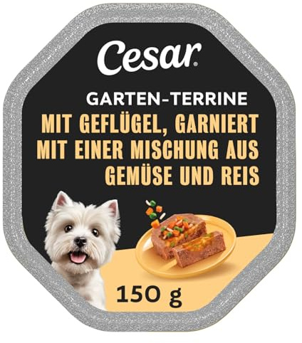 Cesar Hundfoder våtfoder, olika trädgårdssorter med fjäderfä, grönsaker och ris, 14 skålar (14 x 150 g)