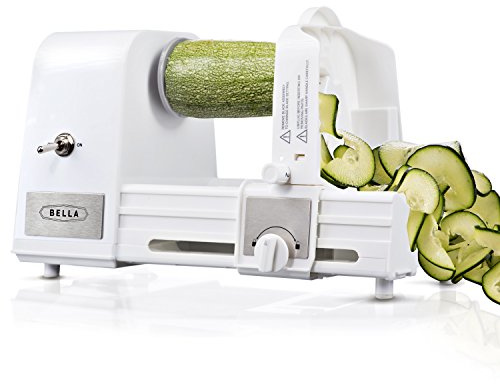 BELLA 4-in-1 Automatic Electric Spiralizer & Slicer, Quickly Prep Healthy Veggie or Fruit Spaghetti, Noodles or Ribbons, Easy To Clean, Recipe Book Included, White, 14641