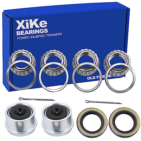 XiKe 2 Set Fits for 1'' 2000-2200 Lbs Axles Trailer Wheel Hub Bearings Kit, L44643/L44610 and 12192TB Seal OD 1.980'', Dust Cover and Cotter Pin, Rotary Quiet High Speed and Durable.