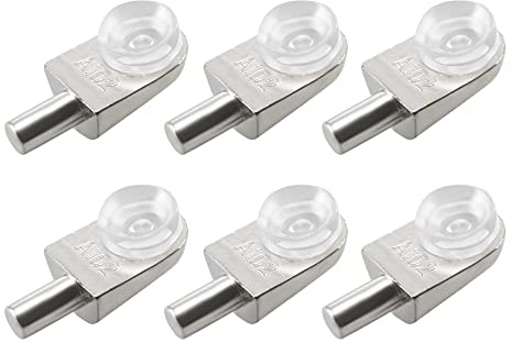 sourcing map Shelf Support Pegs Glass Clamp Bracket Zinc Alloy Nail with Suction Cup with 5mm Dia Pin, 10pcs