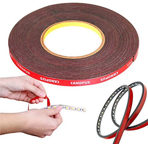 CANOPUS Professional 3M Double Sided Tape Heavy Duty 10mm x 9.75m Waterproof Mounting Tape Strong Adhesive Tape, Ideal for LED Strip Lights Automotive, Home Decor, Car 10mm Double Sided Tape