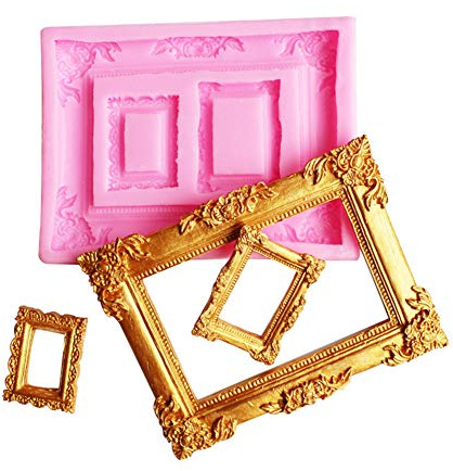 DUBENS Molde de silicona para fondant, marco de fotos, molde de silicona de grado alimenticio, decoración de tartas, azúcar, manualidades, herramientas para el hogar