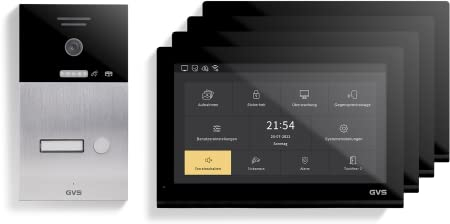 GVS - IP Video Türsprechanlage mit Türöffner, HD Kamera, 4X 10 Zoll Monitor & App - Smarte Video Türklingel mit Kamera & Gegensprechanlage für 1 Familienhaus (AVS5508U)