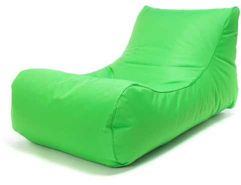 Ecopuf - Puf Sillón de Exterior Chaise Longue - Saco con Compartimento y asa - Saco de Tela Resistente - Sillón Relajante - Mobiliario doméstico - 115x65x60cm, Verde Nc2