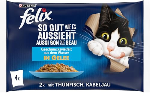 Felix Katzennassfutter So gut wie es aussieht in Gelee Geschmacksvielfalt aus dem Wasser, 4.080 kg